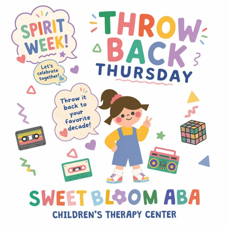 Throwback Thursday at Sweet Bloom ABA! Taking a walk down memory lane #Spirit Week ☮️🎉🌼💖 

#njaba #autismawareness #bergencountynj #abatherapy
